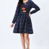 full sleeves teen Short Flare Dress by Abravi handloom cotton ikath dress