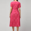 Strawberry Pink handmade Ikat wrap dress with side tie-up and mid length flare.