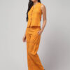 Indian female model women and gilr's festive Ikat Co-Ord set the Sunny Zest in chorme yellow by Abravi