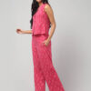 Swadeshi Handloom Pink Ikat co-ord set for women featuring cotton sleeveless top and relaxed pants.