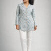 Contemporary women fashion Ikat handloom jacket crafted from sustainable Indian textiles by Abravi.