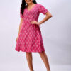 Indian handloom Ikat wrap dress for women in pink, sustainable handcrafted ethnic wear