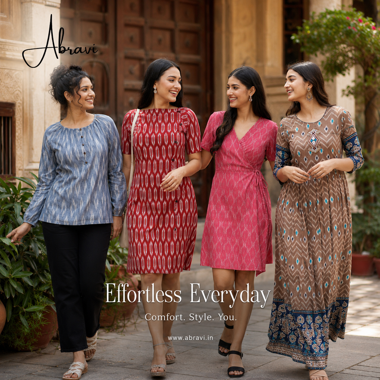 Explore handwoven ikat dresses for women at Abravi. Authentic, breathable cotton ikat in modern cuts, made by Indian artisans. Shop online now.