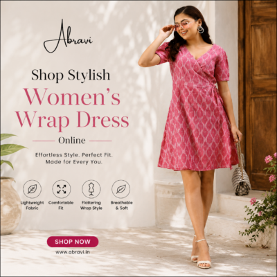 Shop breathable cotton wrap dresses for women at Abravi. Flattering silhouette, handwoven ikat fabric options, perfect for daily wear. Order online.